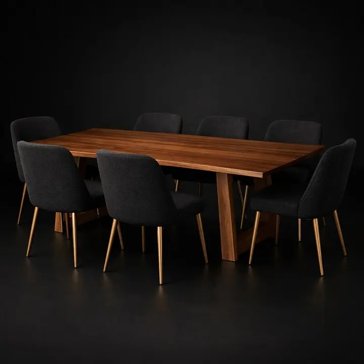 Bàn Ăn Walnut 6 Ghế