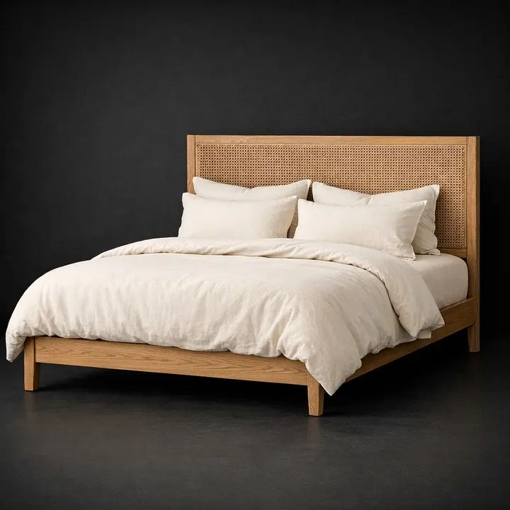 Giường Oak Rattan